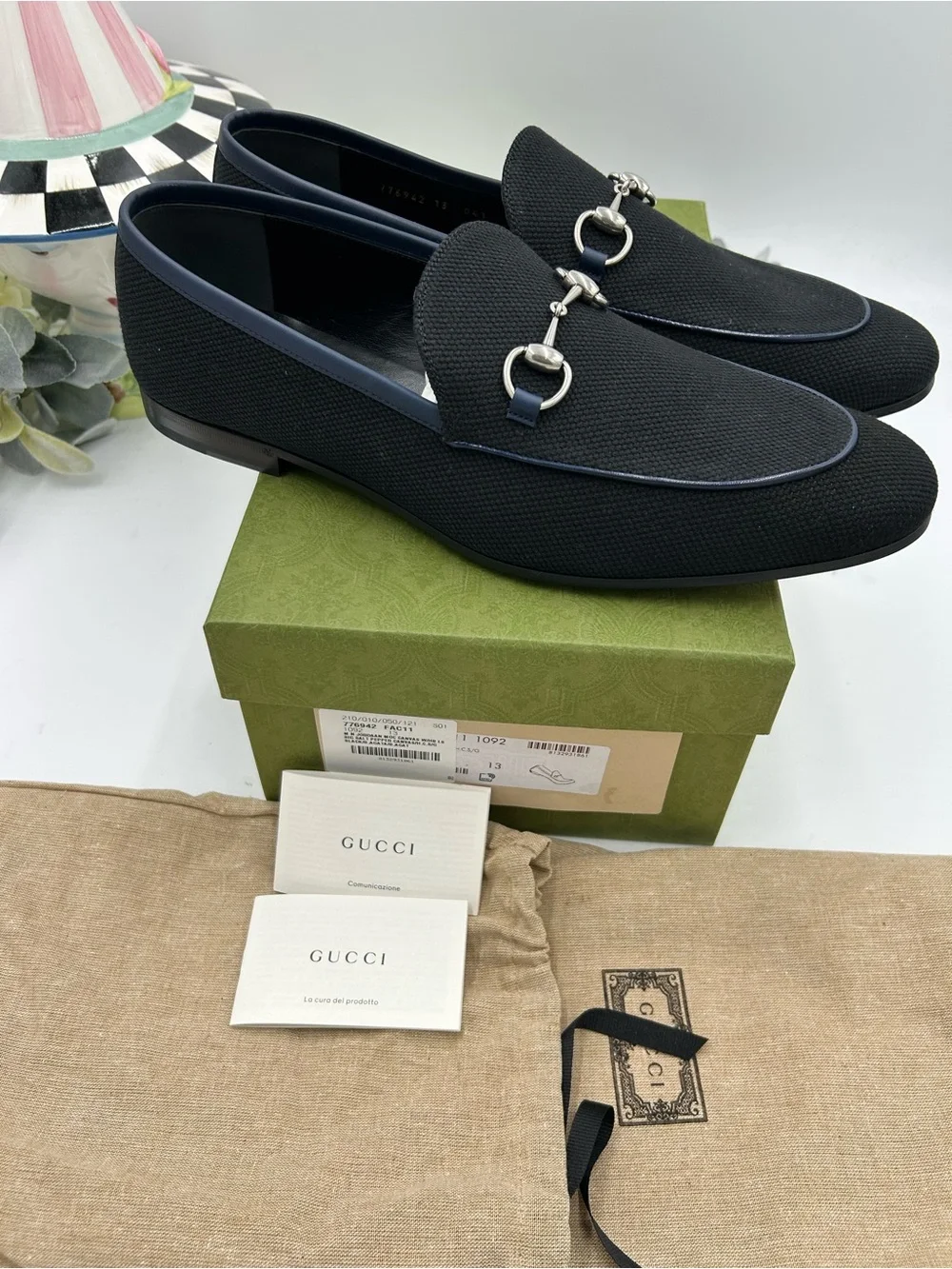 Men's  Gucci, NEW JORDAAN canvas horse bit loafer size 13 made in Italy